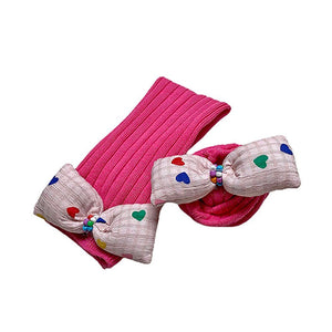 Pink Mini Hearts 3d Bow Socks for Kids - Little Surprise BoxPink Mini Hearts 3d Bow Socks for Kids