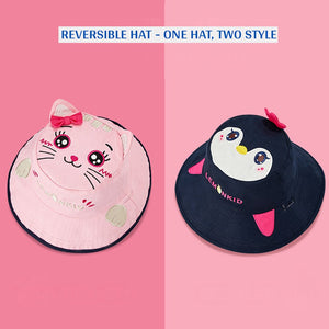 Pink & Navy Dual Side Reversible Sun Hat with UPF50+ for Toddlers& Kids - 4 - 10 years Swim