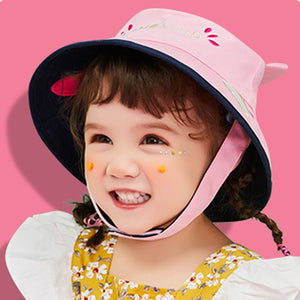 Pink & Navy Dual Side Reversible Sun Hat with UPF50+ for Toddlers& Kids - 4 - 10 years Swim