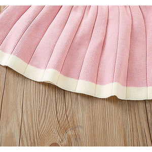 Pink & Occur Pleated Bow 2 pcs top & Skirt Winterwear set for Girls - Little Surprise BoxPink & Occur Pleated Bow 2 pcs top & Skirt Winterwear set for Girls