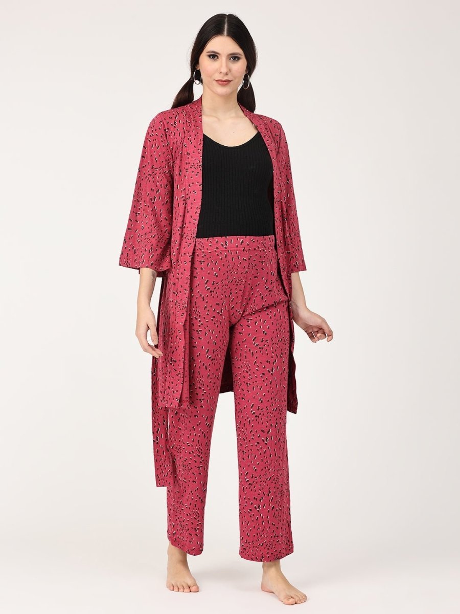 Untie Robe Pink Panther Robe Maternity Pajama Set | The Mom Store
