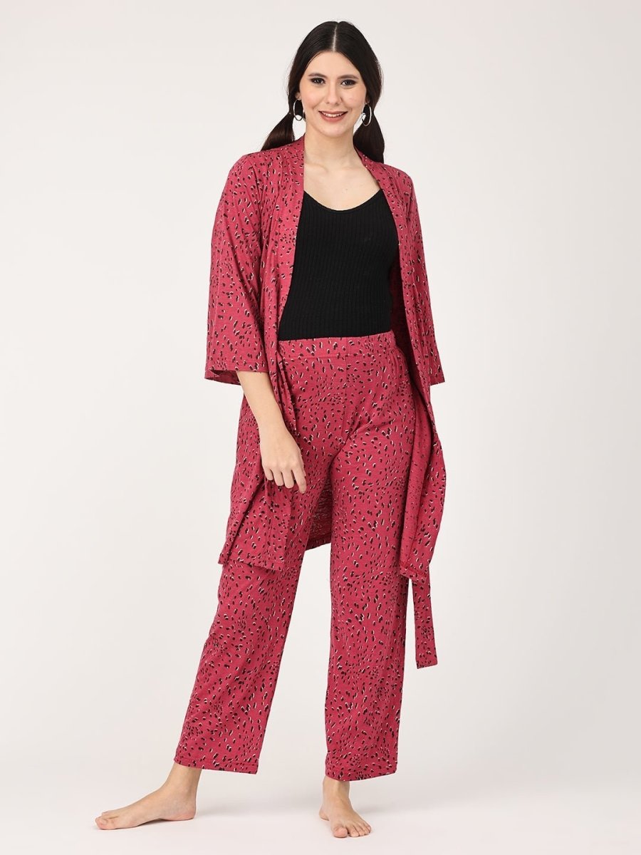 Untie Robe Pink Panther Robe Maternity Pajama Set | The Mom Store
