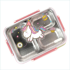 Pink Party Hat Unicorn Big Size Stainless Steel Kids Lunch Box - Back To School