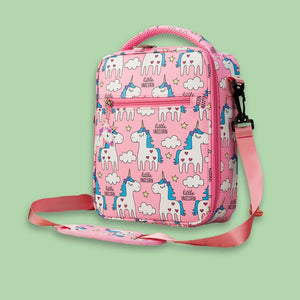 Pink Party Hat Unicorn Big Size Stainless Steel Kids Lunch Box/Tiffin with matching Lunch Bag - Back To School