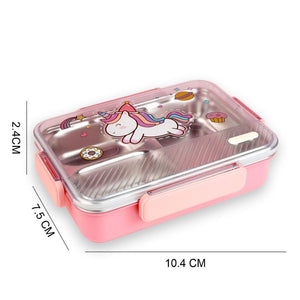Pink Party Hat Unicorn Big Size Stainless Steel Kids Lunch Box/Tiffin with matching Lunch Bag - Back To School