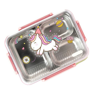Pink Party Hat Unicorn Big Size Stainless Steel Kids Lunch Box/Tiffin with matching Lunch Bag - Back To School