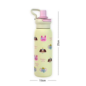Pink Party Puppy Flask Water Bottle, 600ml - Back To School