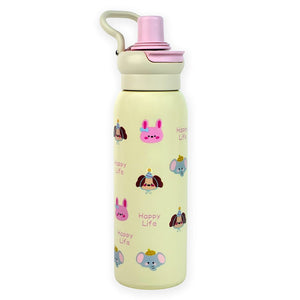 Pink Party Puppy Flask Water Bottle, 600ml - Back To School
