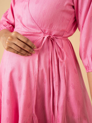 Pink Pearl Maternity Wrap Dress - S Maternity Casual Dress