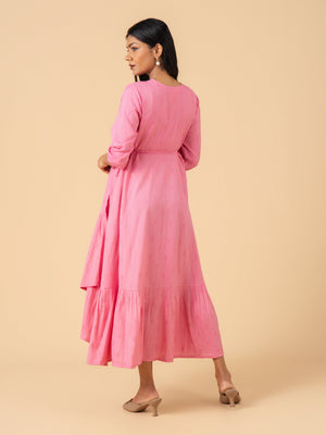 Pink Pearl Maternity Wrap Dress - S Maternity Casual Dress