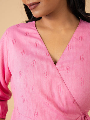 Pink Pearl Maternity Wrap Dress - S Maternity Casual Dress