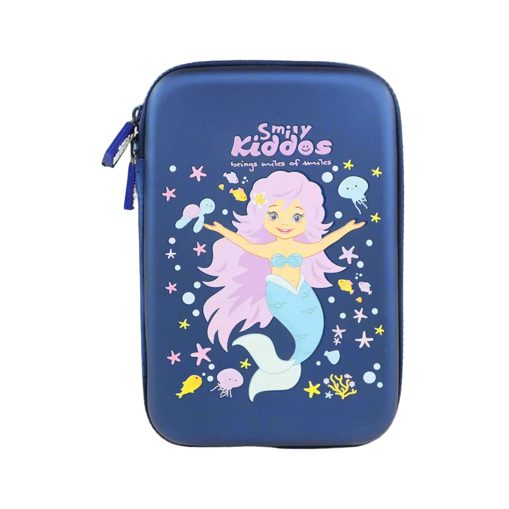 Smily Kiddos Single Compartment EVA Pencil Case - Mermaid Theme Blue