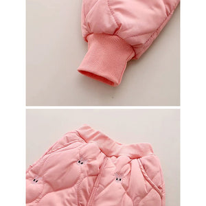 Pink Quilted High Neck Sherpa Winter 2pcs set for kids - 2 - 3 Years Winter Wear