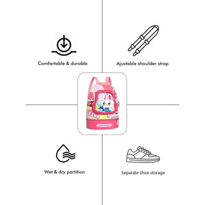 Pink Rabbit Face, Waterproof Swimming Bag/ Beach Bag - Little Surprise BoxPink Rabbit Face, Waterproof Swimming Bag/ Beach Bag