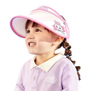 Pink Rabbit theme soft Fabric Visor Hat for Kids& Toddlers - 3 - 6 years Swim
