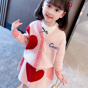 Pink & Red Heart , 2 pc Top & Skirt set for Toddlers and Kids - Little Surprise BoxPink & Red Heart , 2 pc Top & Skirt set for Toddlers and Kids
