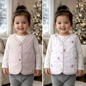 Pink Reversible Sleeveless Winter Jacket for Kids - 2 - 3 Years Winter Wear