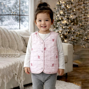 Pink Reversible Sleeveless Winter Jacket for Kids - 2 - 3 Years Winter Wear