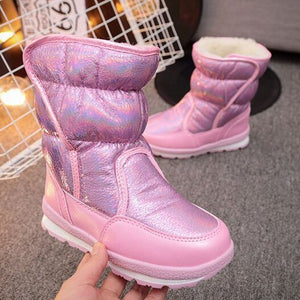 Pink Shiny Hologram Women Winter / Snow Boots - Little Surprise BoxPink Shiny Hologram Women Winter / Snow Boots