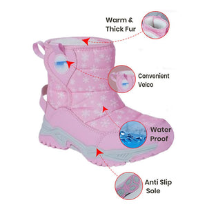 Pink Snowflake Waterproof Winter Snow Boots for Kids for Minus Degree Temperature - 26 EUR Winter Wear