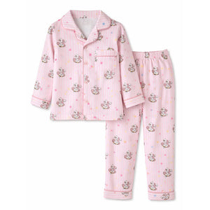 Pink Striped Puppy & Stars Cotton Nightsuit for Kids - 4 - 5 Years Nightsuits