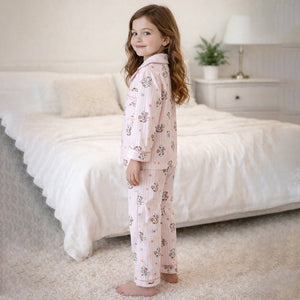 Pink Striped Puppy & Stars Cotton Nightsuit for Kids - 4 - 5 Years Nightsuits