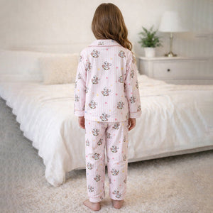 Pink Striped Puppy & Stars Cotton Nightsuit for Kids - 4 - 5 Years Nightsuits