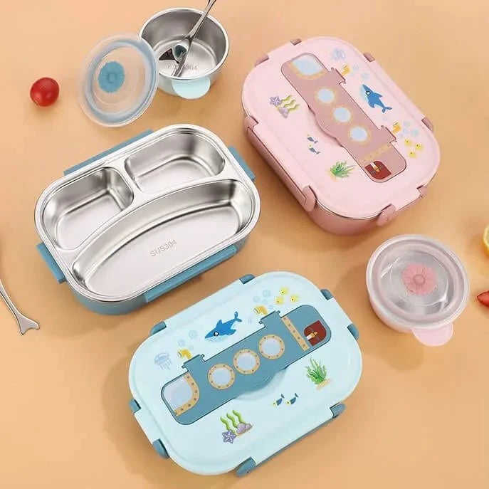 Little Surprise Box Submarine Theme Compartment Steel Tiffin Lunch Box for Boys & Girls