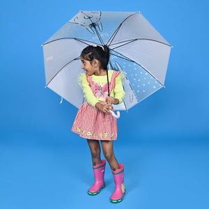 Pink Translucent Bunny Hugs, Rain and All - season Umbrella for Kids & Adults - Monsoon Wear