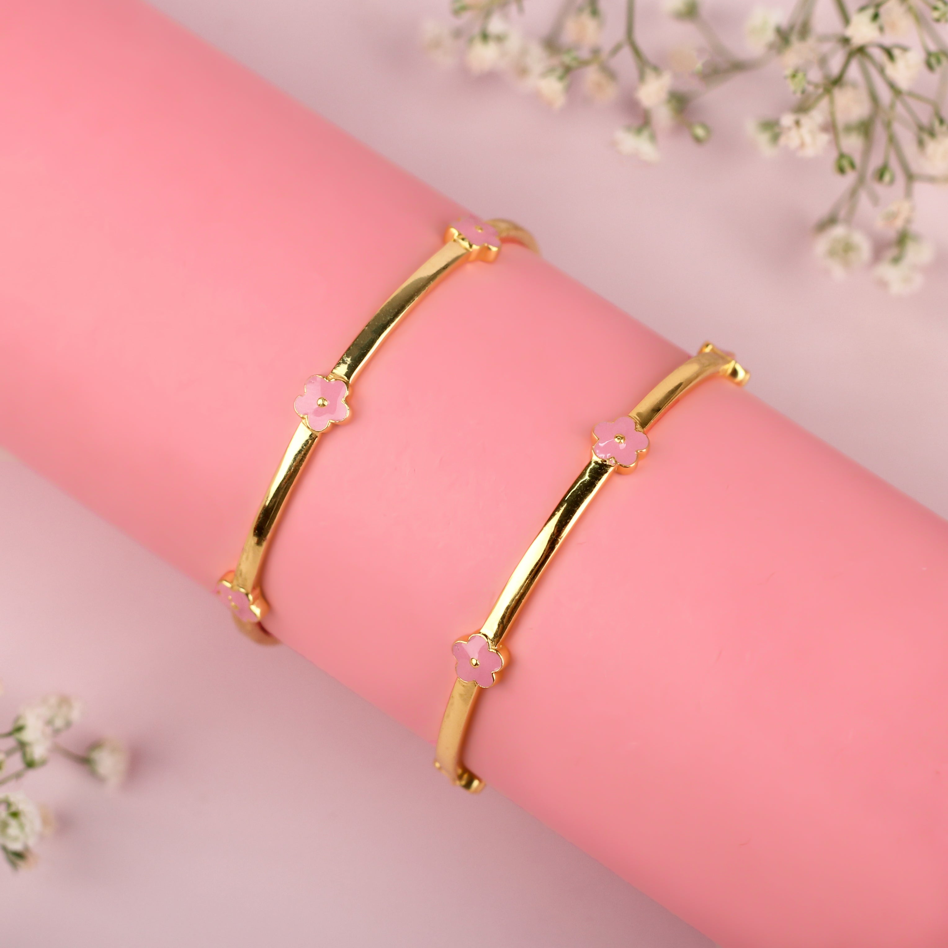 Elegante Kids Pink Flower Bangle