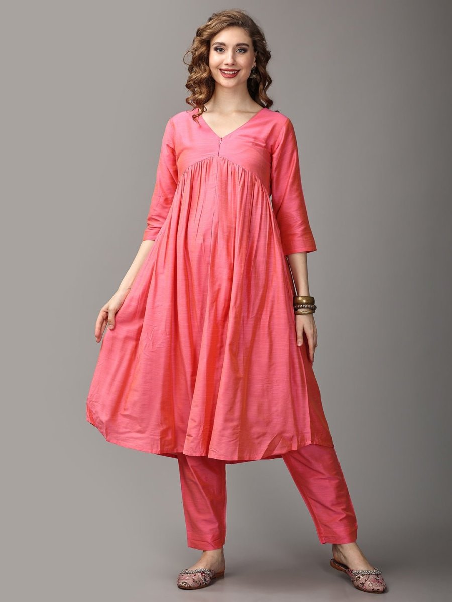 Pinking Perfect Maternity And Nursing Silk Kurta Set - MEW-SK-PPSK-S