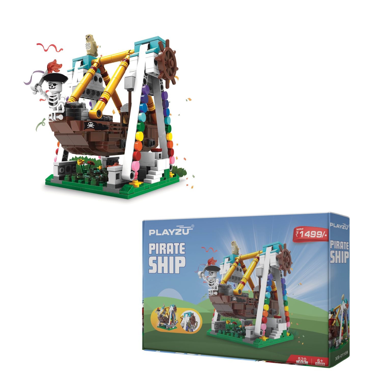 Playzu Building Blocks Pirate Ship