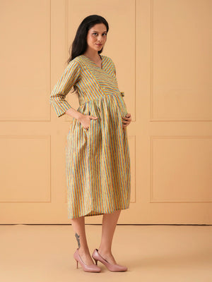 Pixel Pulse Maternity And Nursing Dress - S Maternity Casual Dress