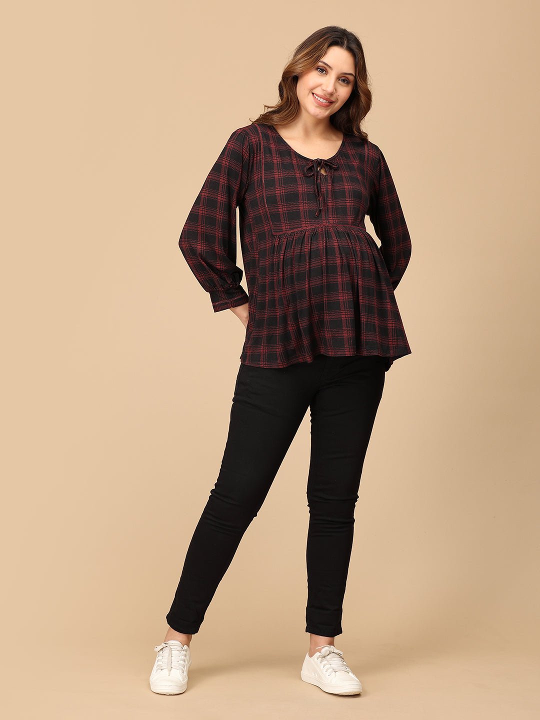 Plaid It Cool Maternity and Nursing Top - MAT - SD - PLICL - S