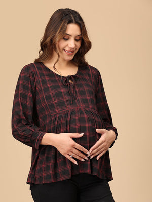 Plaid It Cool Maternity and Nursing Top - MAT - SD - PLICL - S