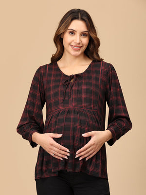 Plaid It Cool Maternity and Nursing Top - MAT - SD - PLICL - S