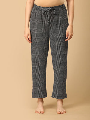 trousers close up of model wearing Plaiditude Maternity And Nursing Hoodie Pajama Loungewear Set from the mom store