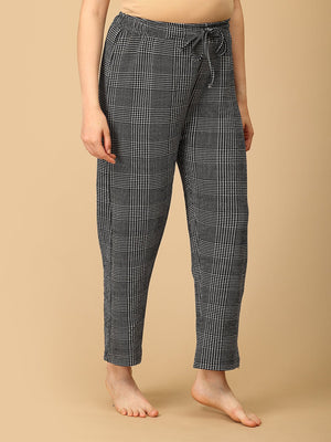 trousers close up of model wearing Plaiditude Maternity And Nursing Hoodie Pajama Loungewear Set from the mom store