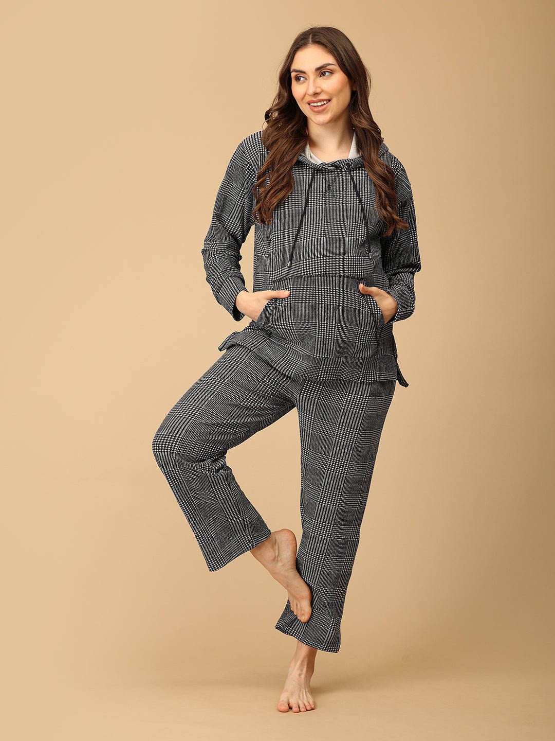 Plaiditude Maternity And Nursing Hoodie Pajama Loungewear Set - NW - SD - PLIDT - M