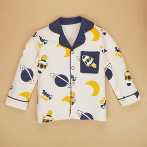 Planets Cream and Navy soft Cotton Kids Nightsuit - 3 - 4 Years Nightsuits