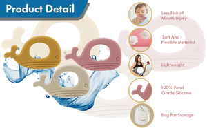 Playbox 3 Pcs BPA Free Silicone Whale Teether Teething Toys Soothe Babies Gums - PBN - 004