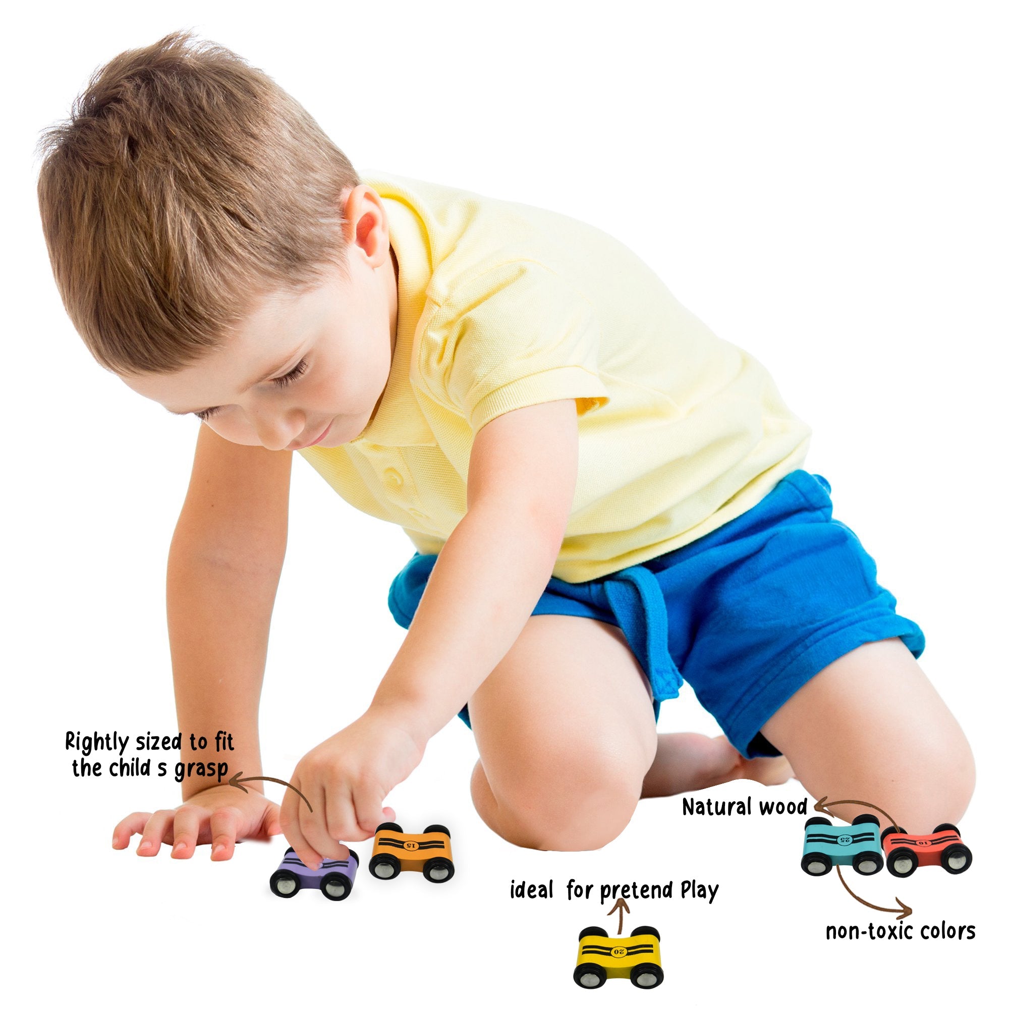 Playbox 4 Pcs Wooden Race Cars Speedy Wheels Toy Set Fun Cars Set for Kids - PBC - 020