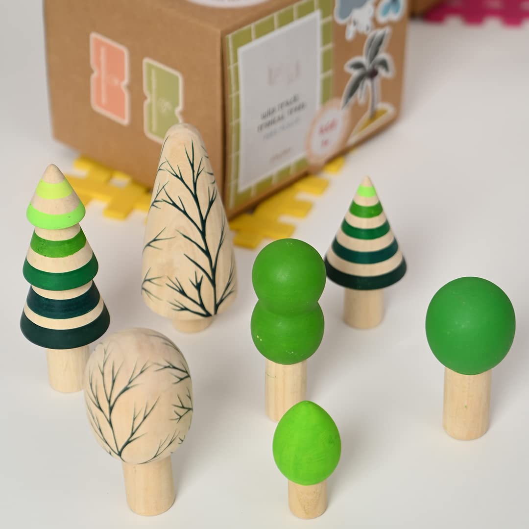 Playbox 7Pcs Wooden Tropical Tree Toy Set - PBC - 010