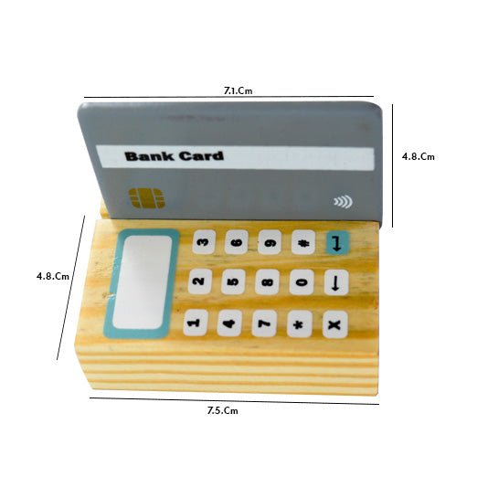 Playbox Funny Money - Cashier Wooden Toy | Pretend Play Shop Accessories | Card Machine Role Play Toy | Imaginary Role pPay Shopping Fun! - PBP - 003