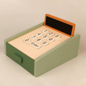 Playbox Funny Money - Cashier Wooden Toy | Pretend Play Shop Accessories | Card Machine Role Play Toy | Imaginary Role pPay Shopping Fun!