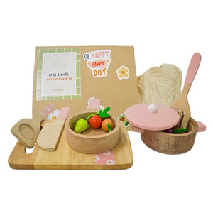 Playbox Grill & Chill Cooking Wooden Kitchen Set Toy Pretend Play Toys For Kids - PBP - 020