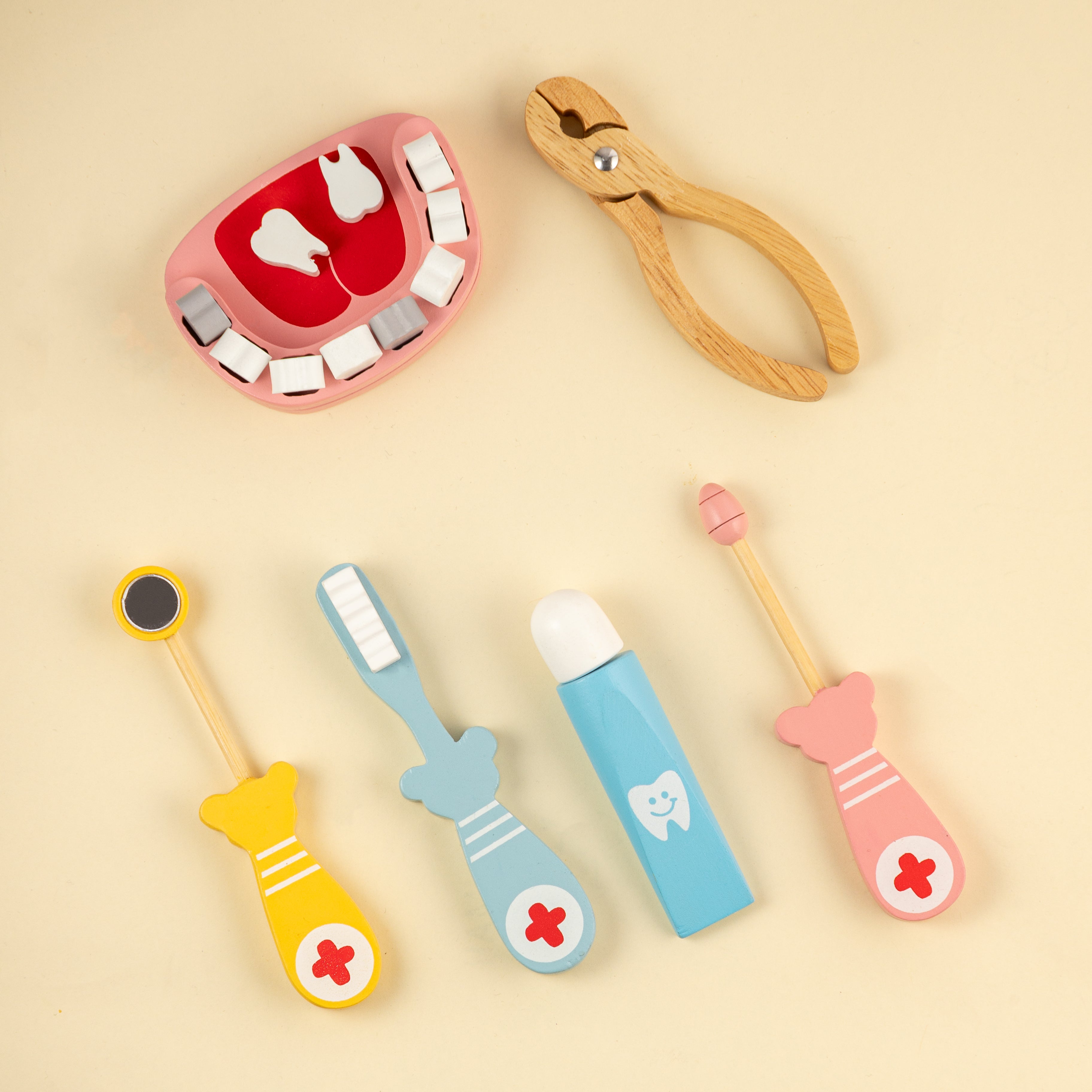 Playbox Happy Teeth Wooden dental Doctor Kit Toy Pretend Play wooden doctor Set - PBP - 002