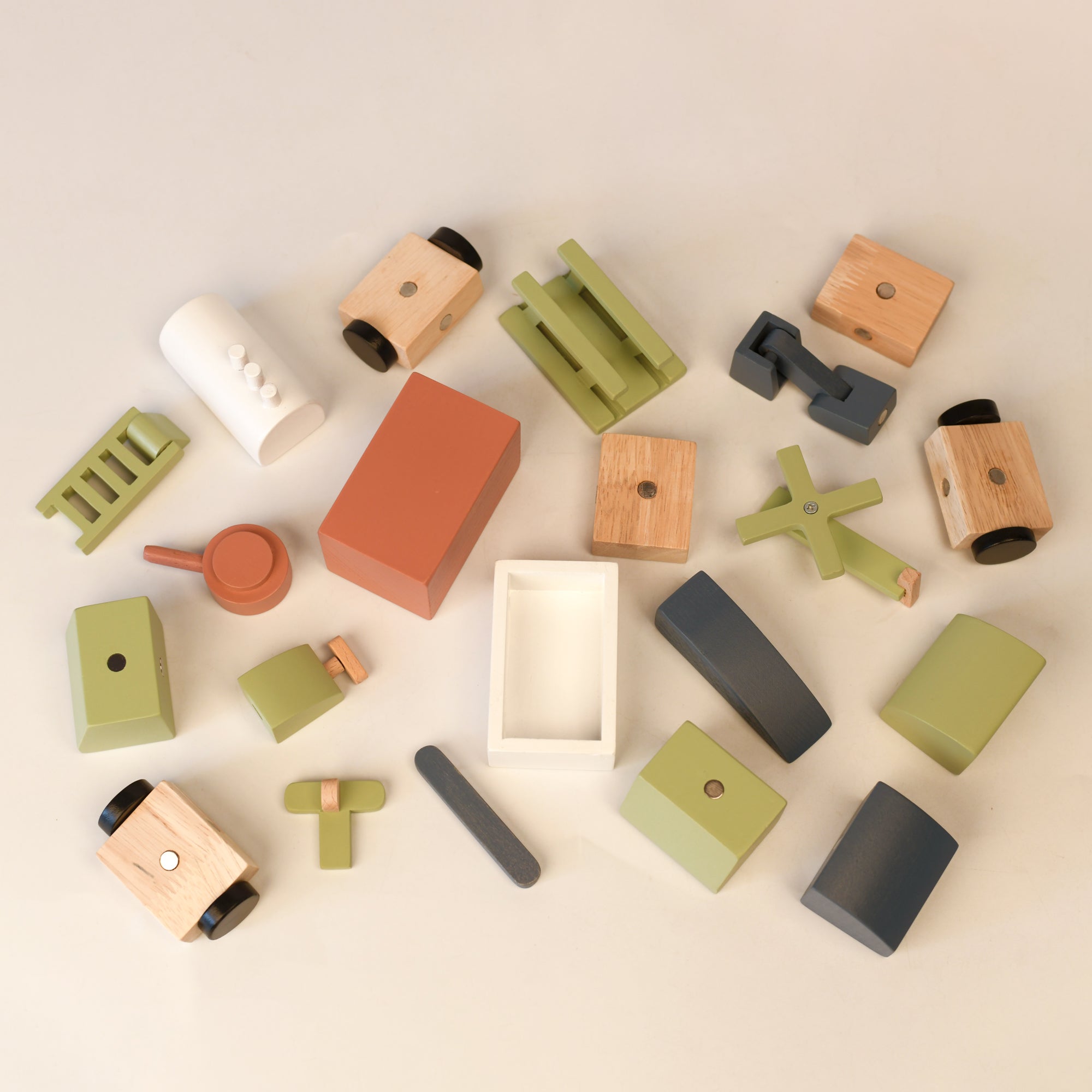 Playbox Modular Magnetic Wooden Toy Set | 21 Different Magnetic Pieces Blocks Toddler & Children Imagination Creativity and Educational Toys - PBV - 005