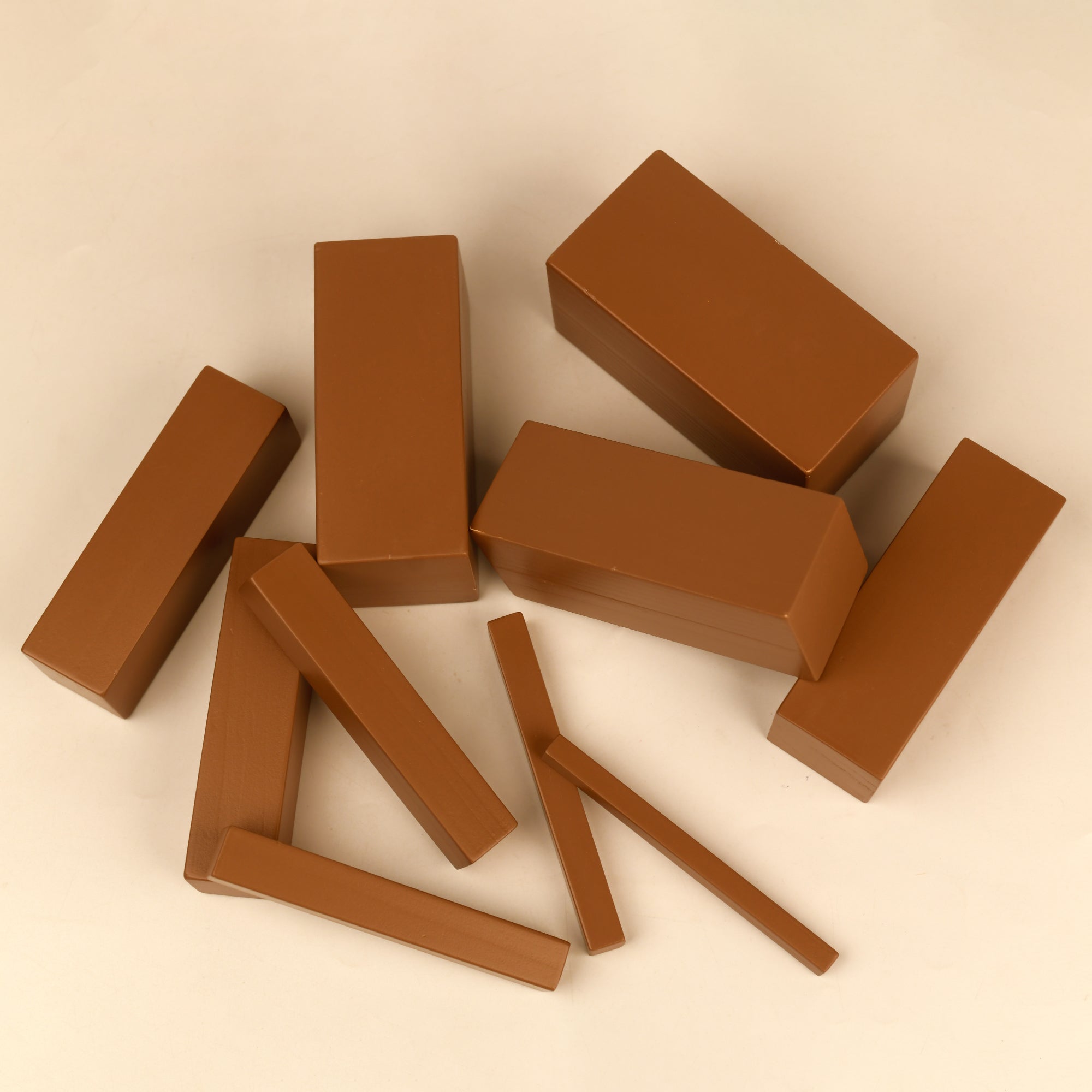 Playbox Montessori Brown Stairs/Steps Wooden Educational Toy for Toddler & Kids Baby Toys with 10 Durable Cuboidal Blocks with Tower Frame - PBO - 012