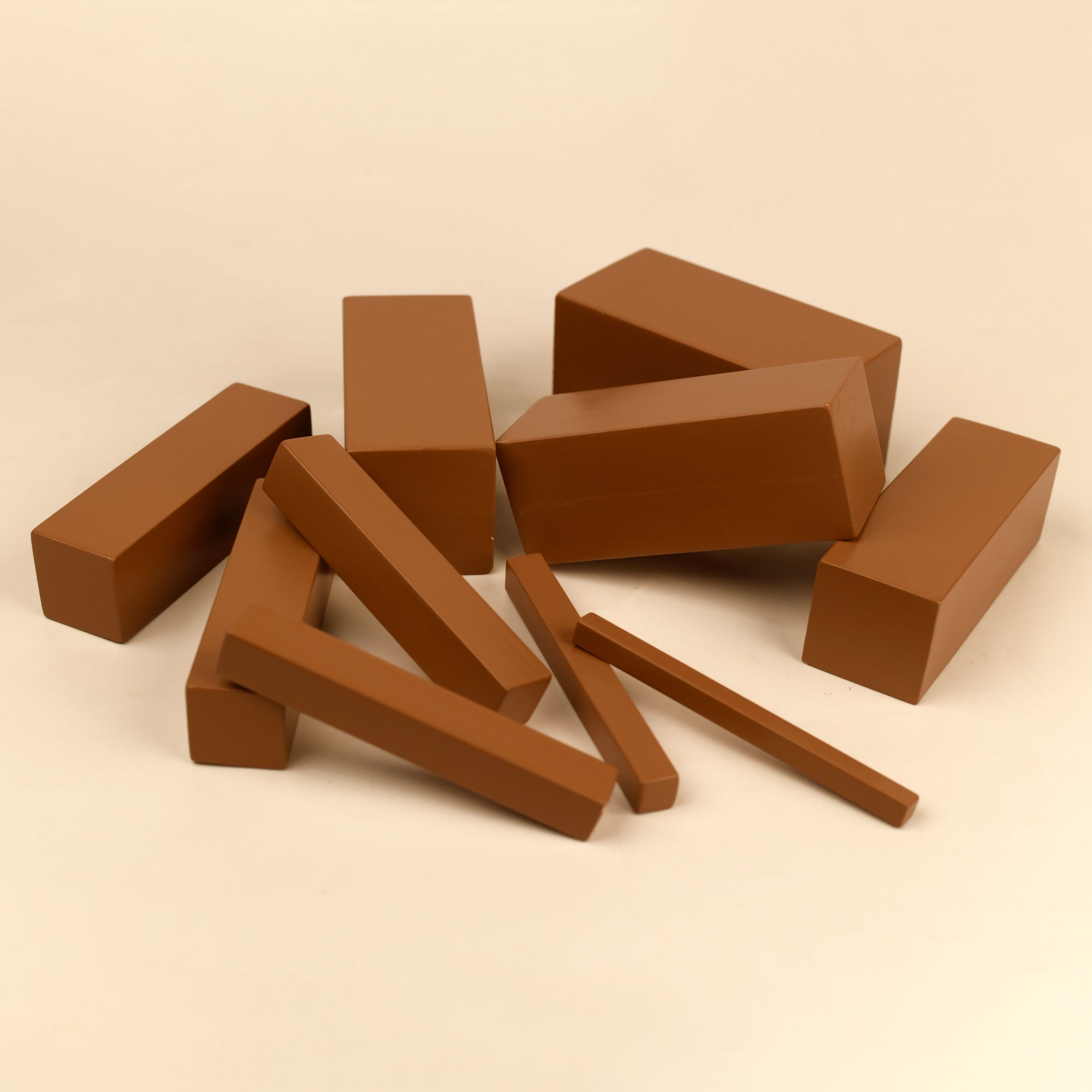Playbox Montessori Brown Stairs/Steps Wooden Educational Toy for Toddler & Kids Baby Toys with 10 Durable Cuboidal Blocks with Tower Frame - PBO - 012
